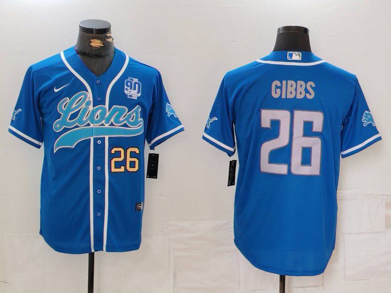 Men Detroit Lions #26 Gibbs Blue Second generation joint name 2024 Nike Limited NFL Jersey style 2